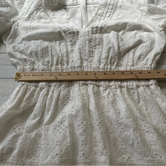 Guess Eyelet White Dress Women XL midi long sleeve modest granny core cottage - Picture 7 of 13
